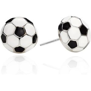 925 Sterling silver Soccer Enamel Stud Earrings‎